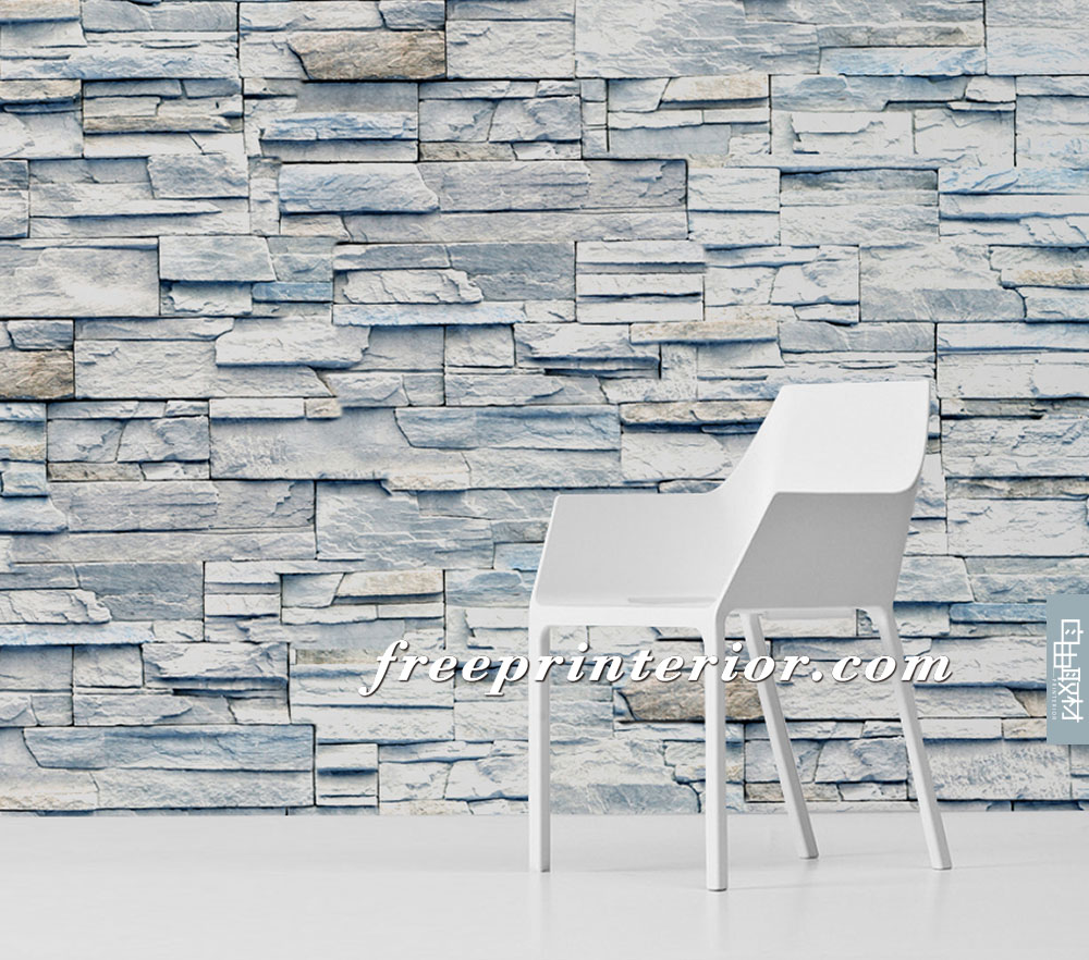 藍綠文化石 自由取材客製化壁紙