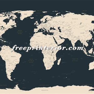 深藍世界地圖壁紙